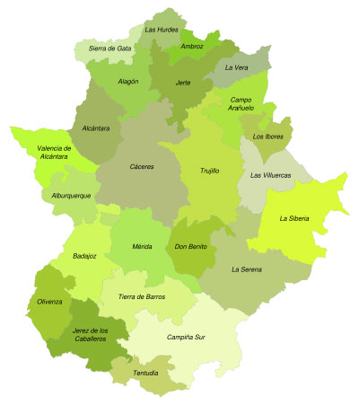 Mapa Comarcal de Extremadura